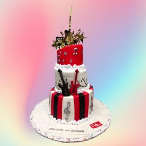 8 Kg Melody Musical Birthday Cake - large multi-tiered cake with musical note decorations and miniature instruments