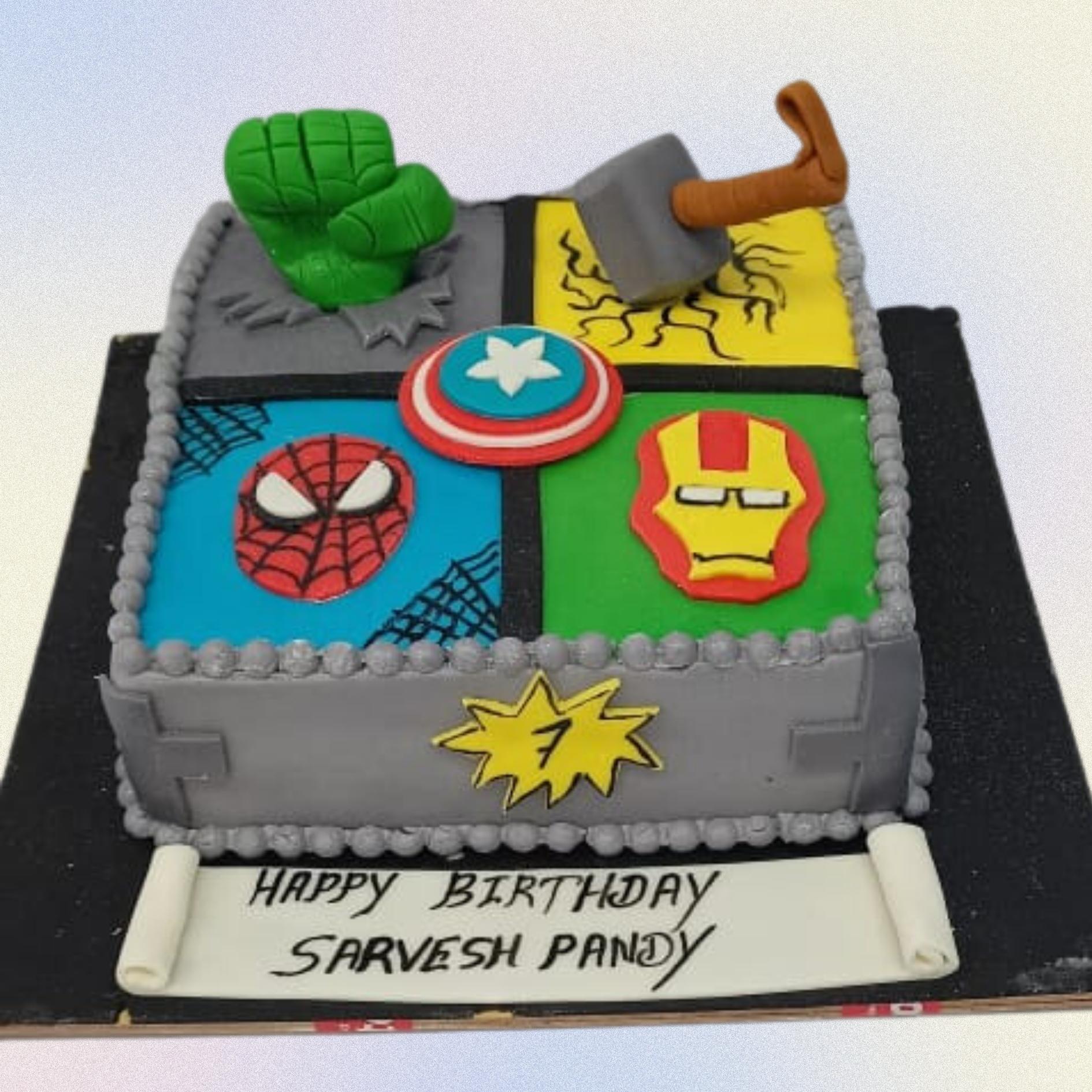 Buy 5 Number Superhero Avengers Cake Online in Delhi NCR : Fondant Cake  Studio