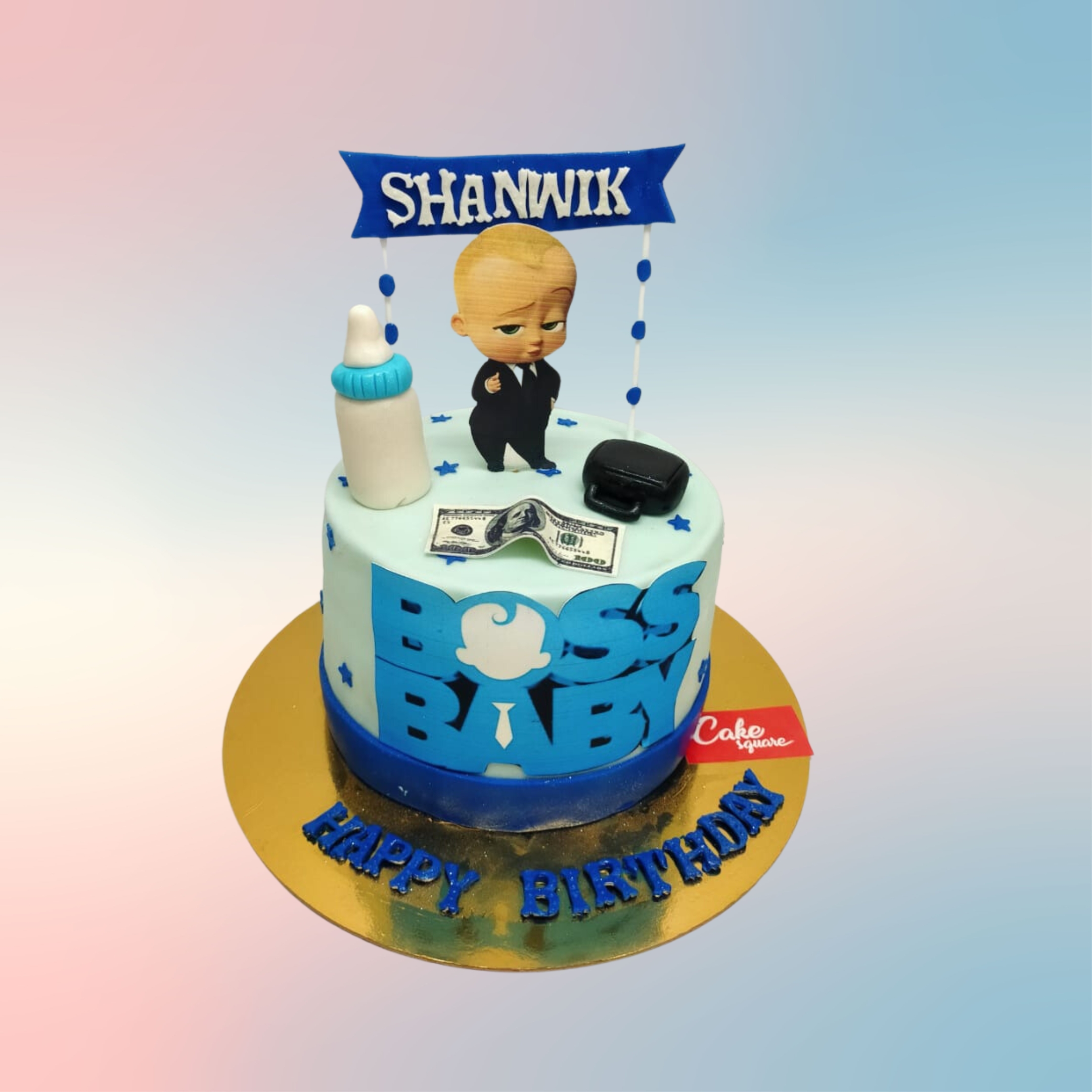 A Amazing Boss Baby Theme Birthday Cake 1 kg, Featuring Boss Baby character designs and vibrant colors, perfect for a fun and engaging birthday celebration.