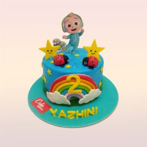 A Amazing Cocomelon Theme Third Birthday Cake 1 kg, Featuring vibrant Cocomelon characters and designs, ideal for celebrating a third birthday with fun and cheer.