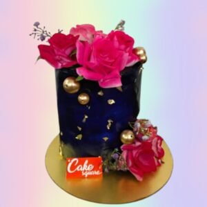 Amazing Fancy Engagement Cake 1 Kg with ruffled fondant, pearl accents, and a delicate "Engaged" topper, ideal for intimate proposals.