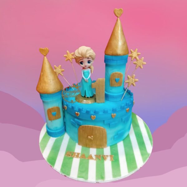 Amazing Frozen Queen Elsa Blue Girls Birthday Cake 1 Kg, a magical and cool cake for a special celebration.