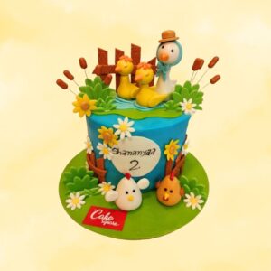 Adorable Amazing Little Ducklings Girls Birthday Cake 2 Kg with cute duck figures and pond-themed decorations