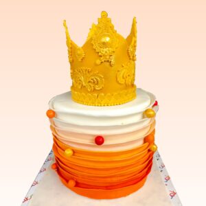 Amazing Orange Crown Girls Birthday cake 1 Kg.Vibrant orange crown-shaped birthday cake for girls