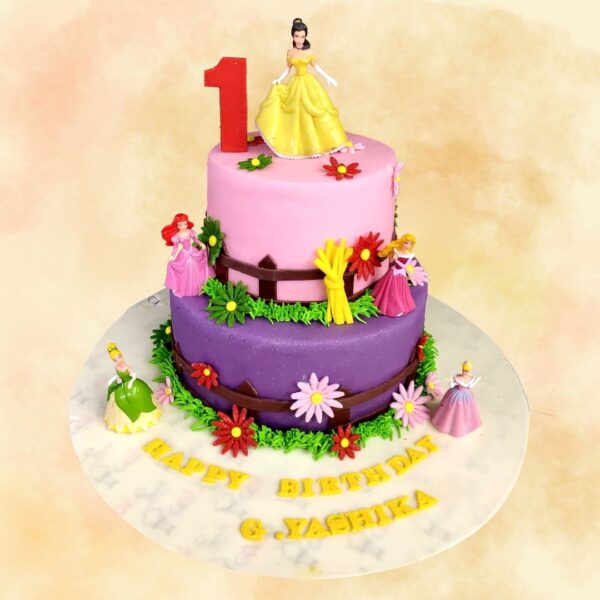 Amazing Princess Girls Birthday Cake 4 Kg. Elegant 4 Kg princess-themed birthday cake with tiara, castle, and royal decorations.