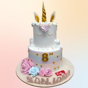 Amazing Unicorn Girls Cream Birthday Cake 3 Kg, a magical and sophisticated cake.