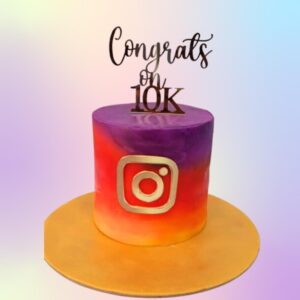 Awesome 100 K Achievement Instagram Cake 2 Kg - square cake designed like Instagram interface with 100K followers milestone and iconic Instagram elements