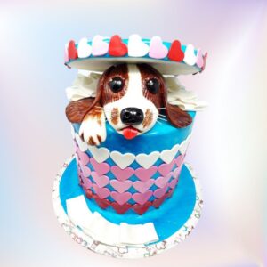 Adorable Awesome Dog Theme Kids Birthday Cake 1 Kg decorated with playful puppy designs, paw prints, and colorful dog-themed elements, perfect for a young dog lover's birthday.