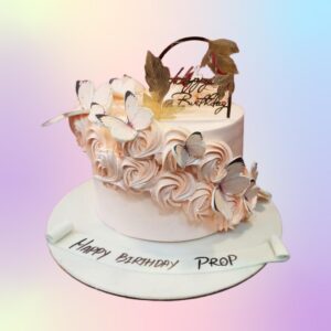 Awesome Peach Ruffle Creamy Birthday Cake for Her 1 Kg with delicate buttercream ruffles and floral accents