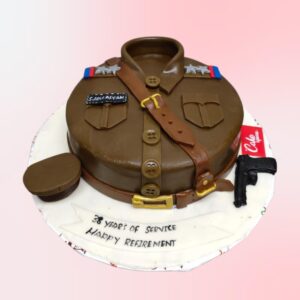 Awesome Police Uniform Retirement Cakes 2 Kg - cake shaped like a folded police uniform with badge and hat decorations