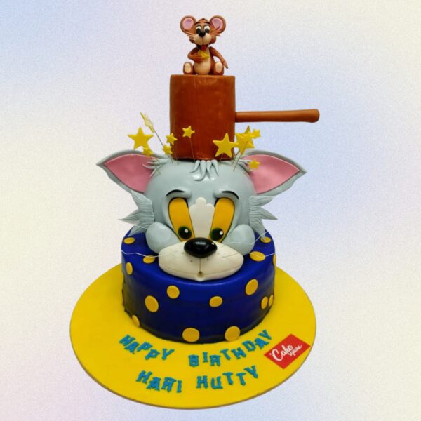 A Awesome Tom And Jerry Birthday Cake 6 kg, Featuring vibrant designs of the classic characters Tom and Jerry, perfect for a fun and nostalgic birthday celebration.