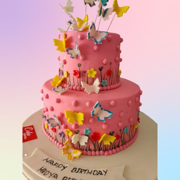 Enchanting Beautiful Butterfly First Birthday Cake 4 Kg with delicate butterfly designs and pastel colors