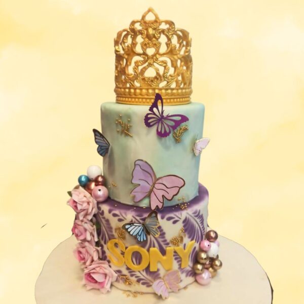 Beautiful Butterfly Girls First Birthday Cake 4 Kg, featuring vibrant and charming butterfly designs.