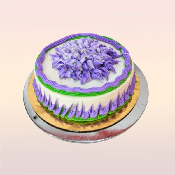 A Beautiful Purple 1 kg Birthday Cake decorated with creamy rose buds with enticing flavours just for you by cake square chennai
