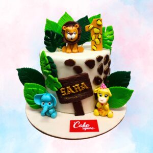 A Best Animals Boys 2nd Birthday Cake 1kg, featuring charming animal designs and playful decorations, perfect for a fun and adorable second birthday celebration.