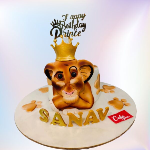 A Best Baby Lion Boys Birthday Cake 1 kg, Featuring a cute baby lion design and playful colors, perfect for a charming birthday celebration.