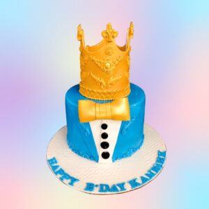 A luxurious Best Crown Prince Boys Birthday Cake 2kg, featuring a golden crown and elegant decorations, ideal for a boy’s royal celebration.