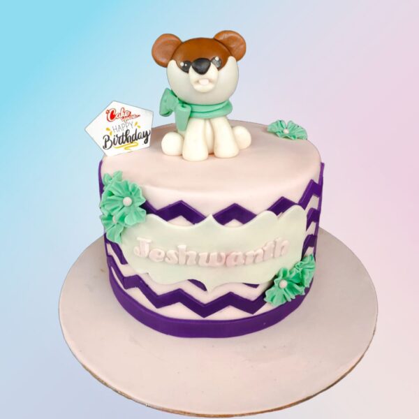 Best Darling Dogs Birthday Cake 1 Kg. Adorable 1 Kg birthday cake featuring cute fondant puppies and paw print decorations.