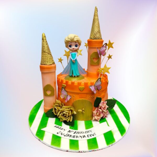 Best Frozen Queen Elsa Orange Girls Birthday Cake 1 Kg, a vibrant and magical cake for a special celebration.