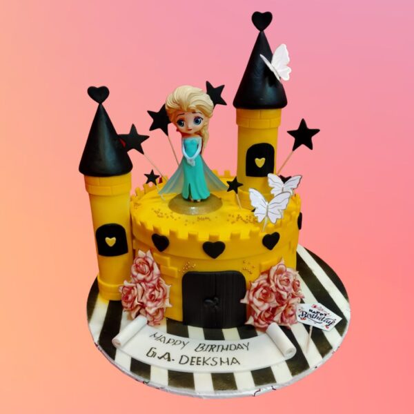 Best Frozen Queen Elsa Yellow Girls Birthday Cake 1 Kg, a bright and cheerful cake for a special celebration.