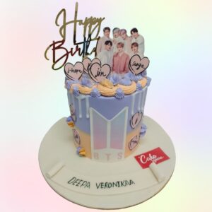 Trendy Best KPOP BTS Teenage Girls Theme Cake 1 kg featuring BTS members and fan-favorite symbols