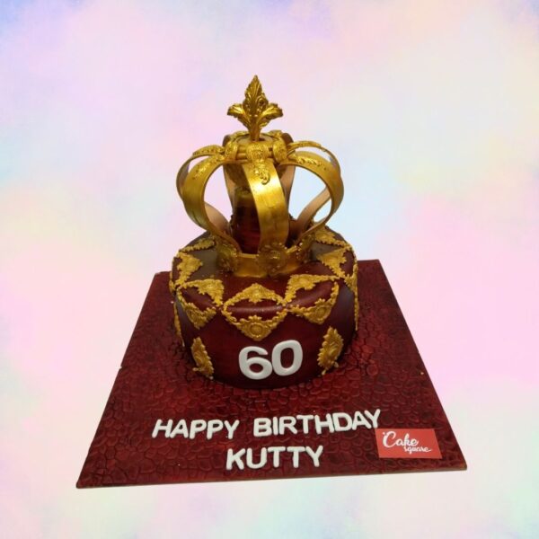 Elegant Best Lovely 60th Birthday Cake with Crown with Crown featuring a sophisticated design and golden crown topper