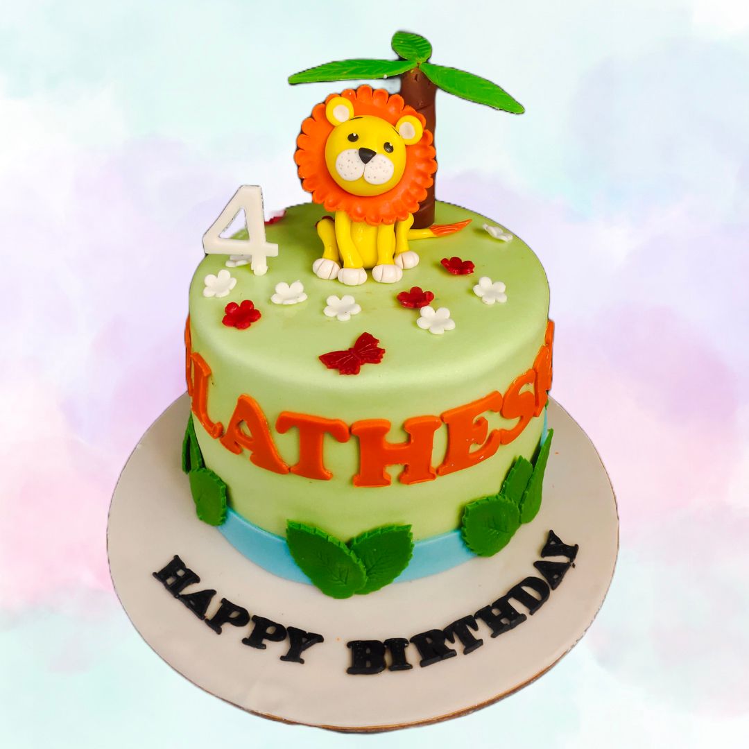 Best Lovely Lion Kids Birthday Cake 1 Kg. Colorful lion-shaped birthday cake for kids