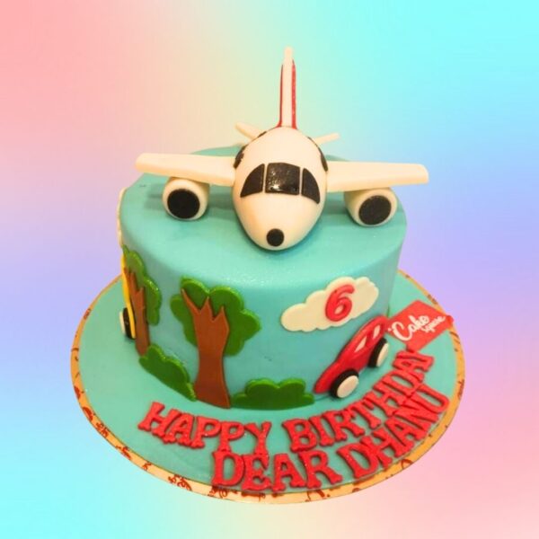 Best Modern Aeroplane Birthday Cake 1 Kg - sleek cake shaped like a modern jet plane with realistic details and cloud decorations