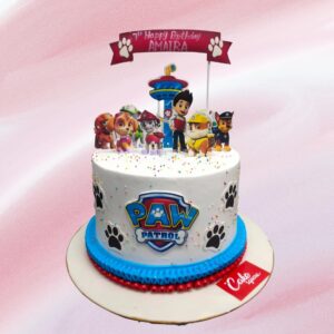 Best PAW Patrol Creamy Kids Birthday Cake 2 Kg - round cake with PAW Patrol character decorations and paw print designs