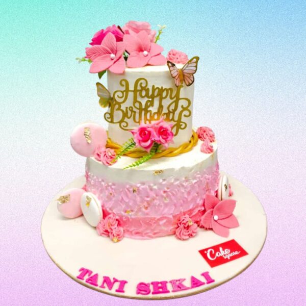 Best Pink Flower Girls Birthday cake 4 Kg, an elegant and beautiful cake for a special day.