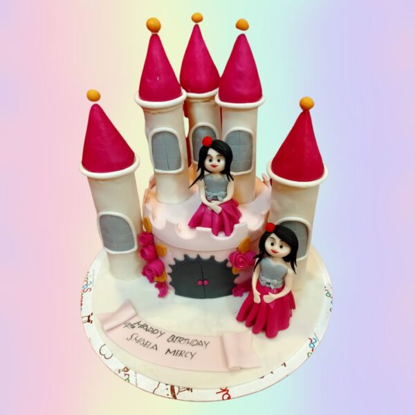 Best Pretty Castle Queens Twins Birthday Cake 4 Kg, featuring royal queens and castle design.