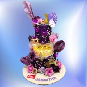 Best Tall Purple Theme Birthday Cake 5 Kg, a stunning and elegant cake for a special celebration.