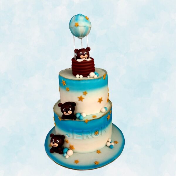 Bouncing Blue Teddy Bear First Birthday Cakes 5 Kg, perfect for a lively and joyful celebration.