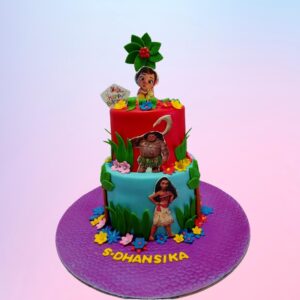 Brave Moana Girls Birthday Cake 4 Kg. Vibrant Moana-themed birthday cake with tropical decorations and ocean waves for adventurous girls.