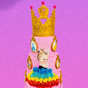 Cute Crowned Baby Girl First Birthday Cake 5 Kg, an adorable cake for a special milestone.