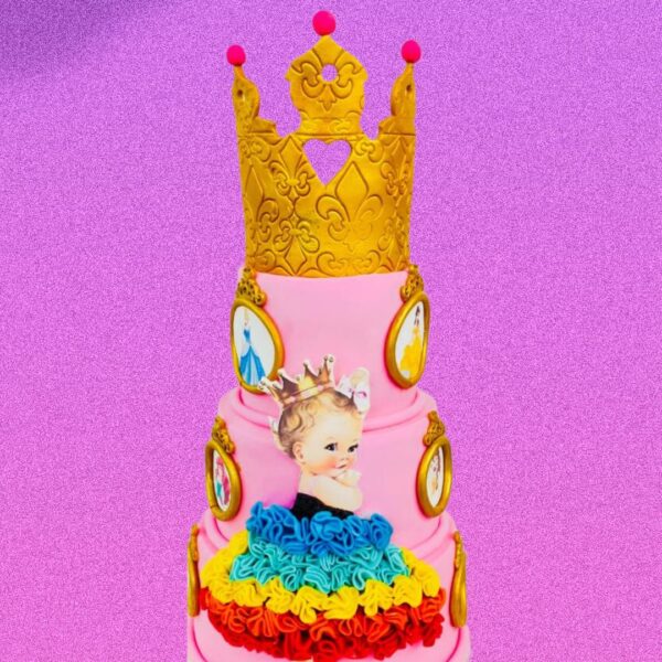 Cute Crowned Baby Girl First Birthday Cake 5 Kg, an adorable cake for a special milestone.