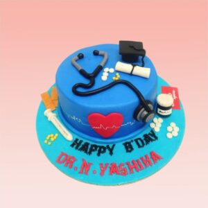 Professional Doctors Birthday Cake 1 Kg with medical-themed decorations and realistic doctor's tools