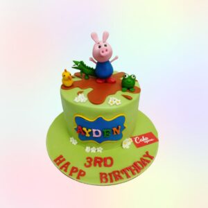 "Energetic Peppa Pig Kids Birthday 1 Kg. Cheerful 1kg Peppa Pig themed birthday cake with colorful decorations"