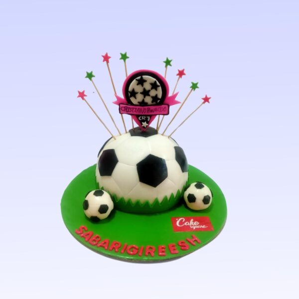 Fantastic Foot ball Theme Birthday Cake 1 Kg soccer field design cake with miniature goals and players