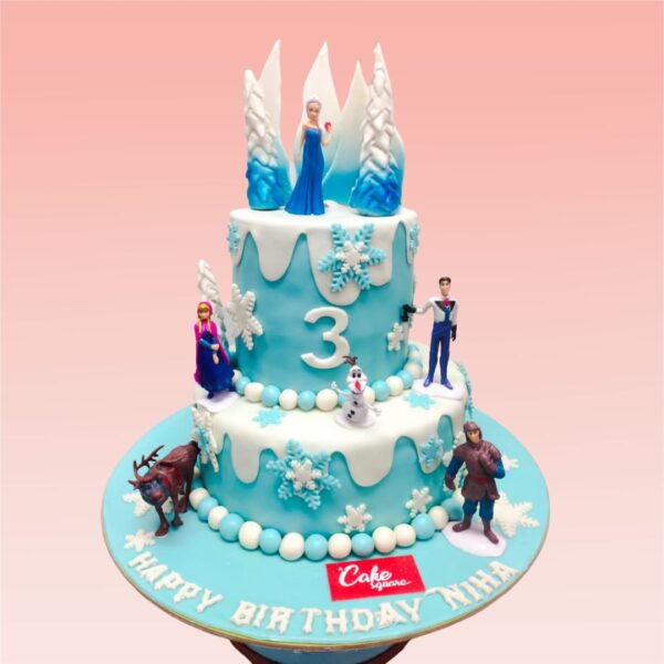 Frozen Movie Kids Birthday Cake 4 Kg for kids with elaborate scene designs and character decorations.