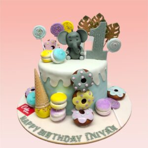 Full of Happiness Birthday Cake 2 Kg - colorful two-tier cake with rainbow decorations and smiley faces