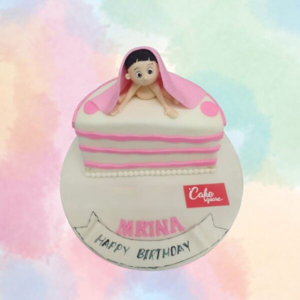 "Girl Baby Half Birthday Cake 1 Kg with cute decorations, perfect for celebrating a baby girl’s half-birthday."