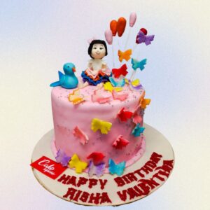 Happy Balloon Girl Birthday Cake 1 Kg, a cheerful and colorful cake for a special celebration.