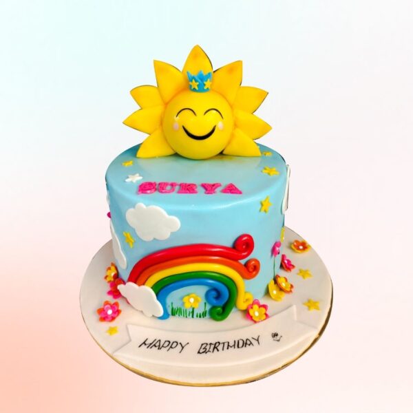 A delightful Happy Smile Theme Birthday Cake 1kg, featuring a cheerful smiley face design, perfect for spreading joy at any birthday celebration.