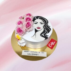 Happy Woman's Day Cake 1 Kg. Elegant cake with floral design and "Happy Women's Day" message in pastel colors