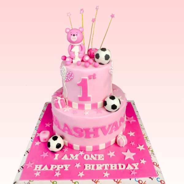 Lovely Pink First Birthday Cakes 4 Kg, perfect for a sweet and charming celebration.