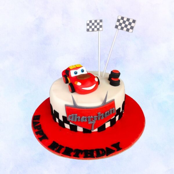 Rev up the excitement with our1 kg McQueen Car-themed birthday cake. Featuring the beloved red race car, this cake from Cake Square Chennai is perfect for your little racing fan’s big day. Order now for a high-speed celebration!