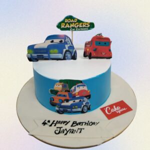 Exciting McQueen Cars Birthday Cake 1 Kg featuring Lightning McQueen and racing-themed decorations