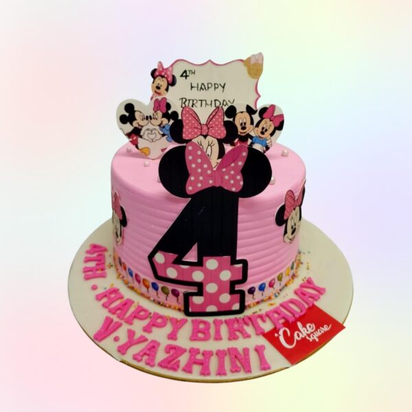 Minnie The Best Girls Second Birthday Cake 1 Kg. Adorable Minnie Mouse-themed cake with pink frosting and polka dots for a 2-year-old girl.