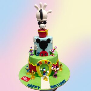 Nice Mickey First Birthday Cake 9 Kg - large multi-tiered cake with Mickey Mouse theme, featuring Mickey's iconic ears and color scheme